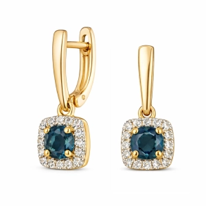 Złote kolczyki z brylantami i London blue topaz JE6538LBTY