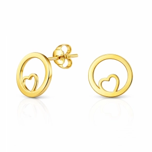 Złote kolczyki rounded heart 1605202363