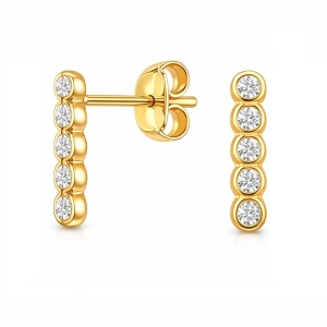 Złote kolczyki paski białe cyrkonie 16052023105