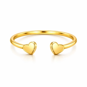 Złoty pierścionek z serduszkami