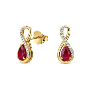 Złote kolczyki z brylantami i rubinem JE4392RBY 0,06 Ct