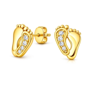 Złote kolczyki stópki z cyrkoniami 1409202322