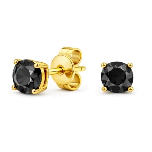 Złote kolczyki z czarną cyrkonią 1912202393C