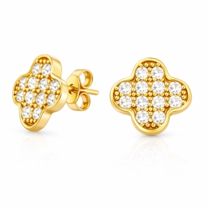 Złote kolczyki koniczyny z cyrkoniami 1202202426