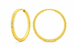 Złote kolczyki koła szarniry fasetowane 3,2 cm