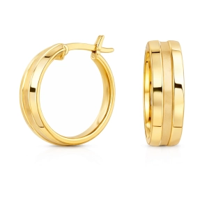 Złote kolczyki koła środek matowy  M 2,5 cm