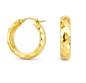 Złote kolczyki koła fasetowane ma gładko S 2 CM