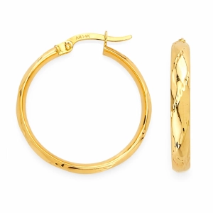 Złote kolczyki koła 585 gładkie i diamentowane M 2,5 CM