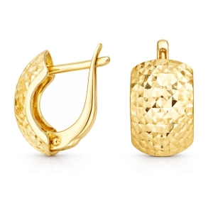 Złote kolczyki 585 angielskie 13mm diamentowane