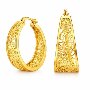 Złote kolczyki ażurowane- koło