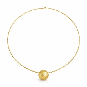 Złoty naszyjnik elektroforma z satynowaną kulką