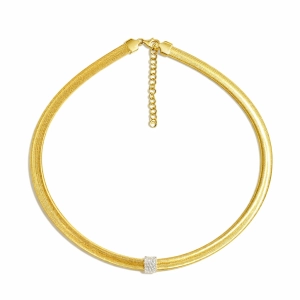 Złoty naszyjnik elektroforma z cyrkoniami