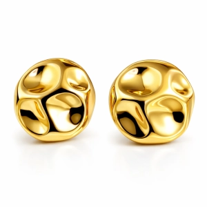 Złote kolczyki elektroforma- młotkowane koła