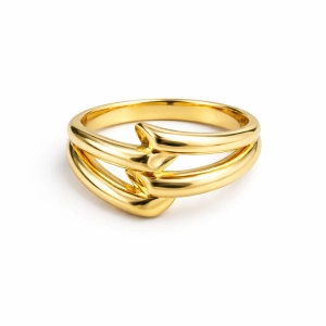 Złoty pierścionek geometryczny z ciętym zakonczeniem