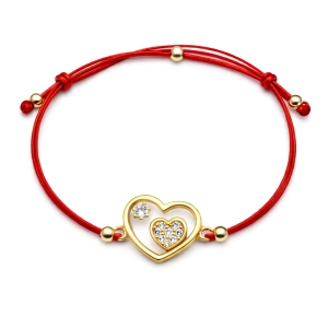 Złota bransoletka na szurku serce  585