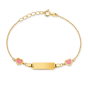Bransoletka złota z blaszką i sercami 2205202303