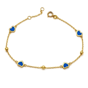Bransoletka złota z niebieskimi serduszkami 2205202315