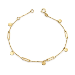 Bransoletka złota na nogę z blaszką i ogniwem 2205202328