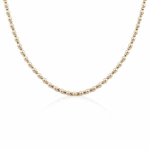 Złoty naszyjnik perły z nacinanymi kulkami 202509182N