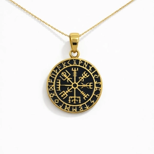 Złota zawieszka Vegvisir 585 ŚREDNICA 1,8 CM
