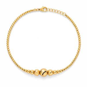 Złota bransoletka większe i mniejsze kulki diamentowane 1006202331XL