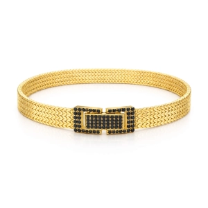 Złota bransoletka z czarnymi cyrkoniami p.585151120236