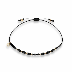 Bransoletka na sznurku- czarny turmaliny