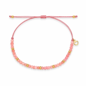 Bransoletka na sznurku z kamieniami naturalnymi- Pink aragoit