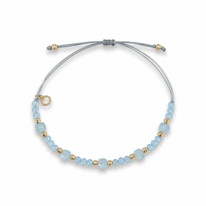 Bransoletka na sznurku z kamieniami naturalnymi- Akwamaryn