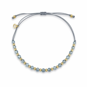 Bransoletka na sznurku z kamieniami naturalnym - Akwamaryn