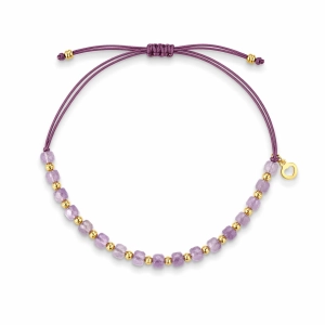 Bransoletka na sznurku z kamieniami naturalnymi- ametyst lawendowy