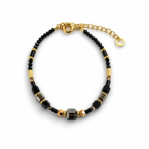 Bransoletka na sznurku z kamieniami naturalnym - Spinel, Agat, Swarovski