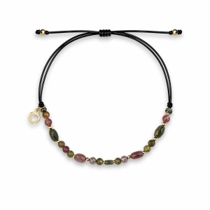Bransoletka na sznurku z kamieniami naturalnymi- Turmalin kolorowy mix
