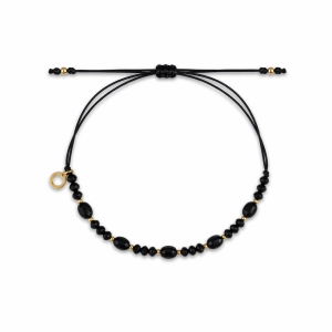 Bransoletka na sznurku z kamieniami naturalnymi regulowana- czarny turmalin