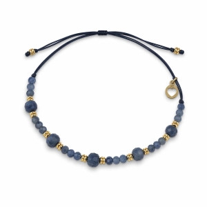 Bransoletka na sznurku z kamieniami naturalnymi- niebieski kyanit