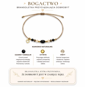 Bransoletka na szczęście: Bogactwo czarny turmalin, cyrtyn, piryt