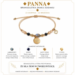 Panna znak zodiaku bransoletka - labradoryt, szafir, topaz cytryn