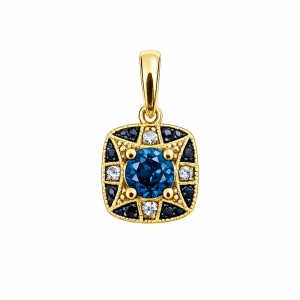 ZŁOTA ZAWIESZKA Z BRYLANTAMI I LONDON BLUE TOPAZ JP7708LBTY