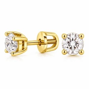 Złote Kolczyki Wkrętki z Diamentami 0,60 ct Żółte Złoto 585 102-10012 (4,2)