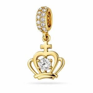 Złoty charms wiszący 585 z koroną - elegancka symbolika