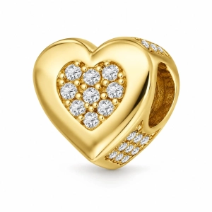 Złota zawieszka charms 585 - eleganckie serce pełne blasku