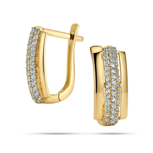Eleganckie złote kolczyki z cyrkoniami złoto 585 - Golden Spark