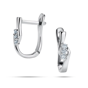 Złote Kolczyki Angielskie z Brylantami 0,11 ct G/SI, Białe Złoto 585 – Classic Diamonds