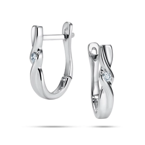 Złote Kolczyki Angielskie z Brylantami 0,08 ct G/SI, Białe Złoto 585 – Classic Diamonds
