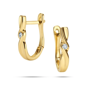 Złote Kolczyki Angielskie z Brylantami 0,08 ct G/SI, Żółte Złoto 585 – Classic Diamonds