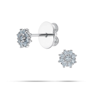 Złote Kolczyki Sztyfty Kwiatek z Brylantami 0,21 ct G/SI, Białe Złoto 585 – Classic Diamonds