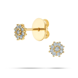 Złote Kolczyki Sztyfty Kwiatek z Brylantami 0,21 ct G/SI, Żółte Złoto 585 – Classic Diamonds
