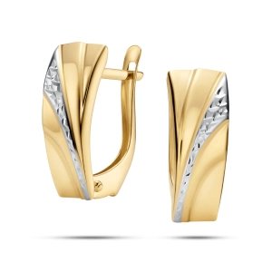 Eleganckie dwukolorowe kolczyki 585 z diamentowanym białym złotem 18 mm Basic