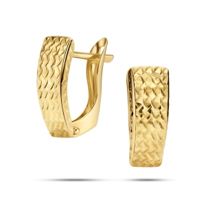 Złote kolczyki angielskie diamentowane 14 mm ze złota 585 Basic