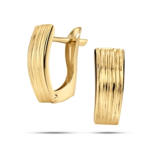 Złote kolczyki angielskie z falistym żłobieniem złoto 585 14 mm Basic